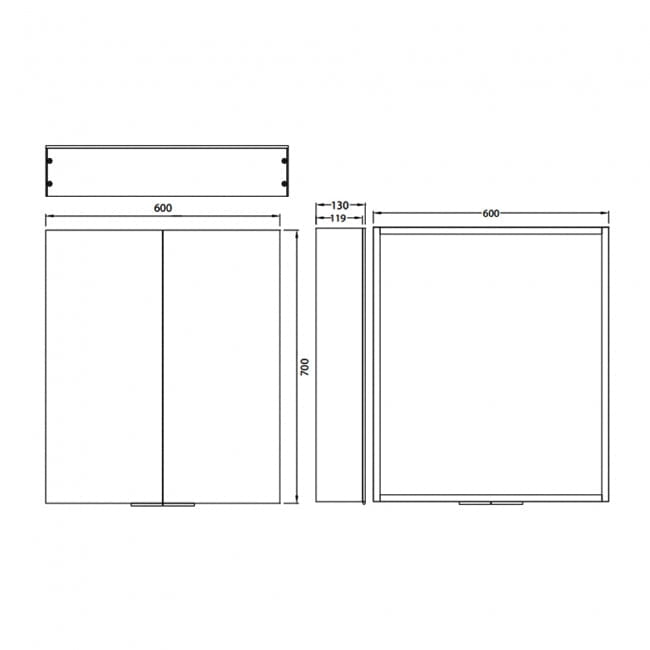 HiB Eris 2 Door Mirror Cabinet - Aluminium
