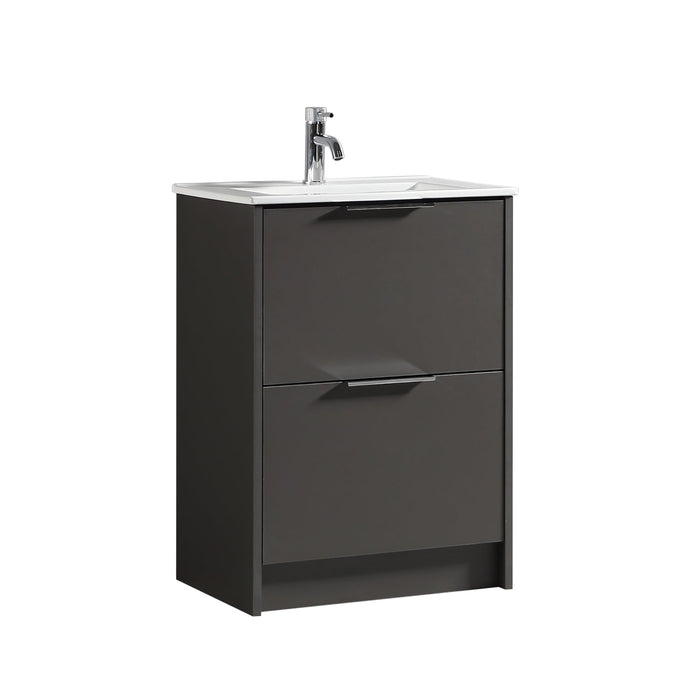 Tailored Sora 600mm 2 Drawer Floorstanding Vanity Unit with Ceramic Gloss Basin & Handles