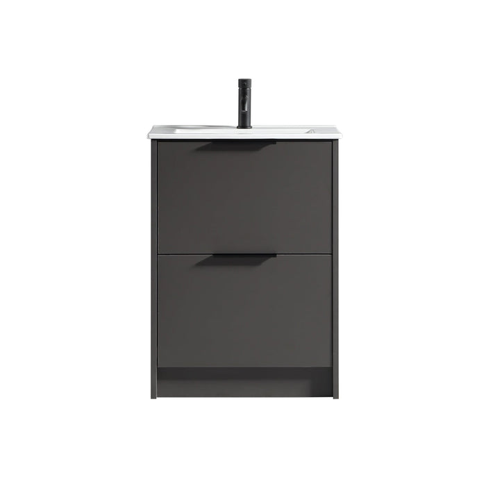 Tailored Sora 600mm 2 Drawer Floorstanding Vanity Unit with Ceramic Gloss Basin & Handles