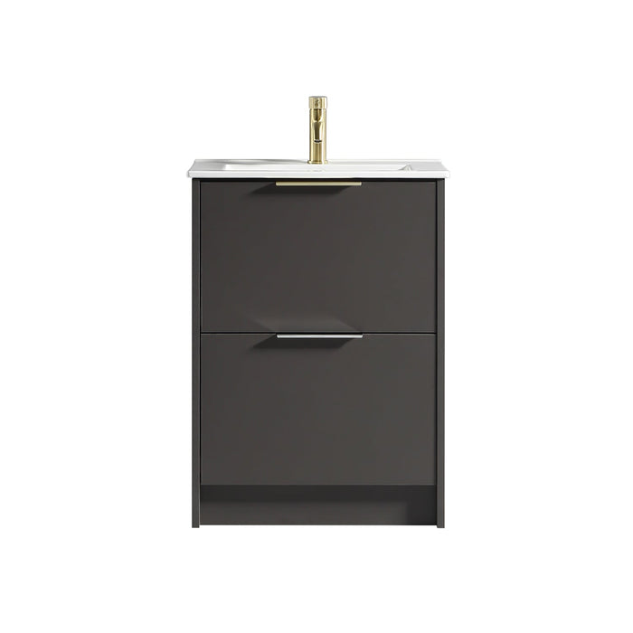 Tailored Sora 600mm 2 Drawer Floorstanding Vanity Unit with Ceramic Gloss Basin & Handles