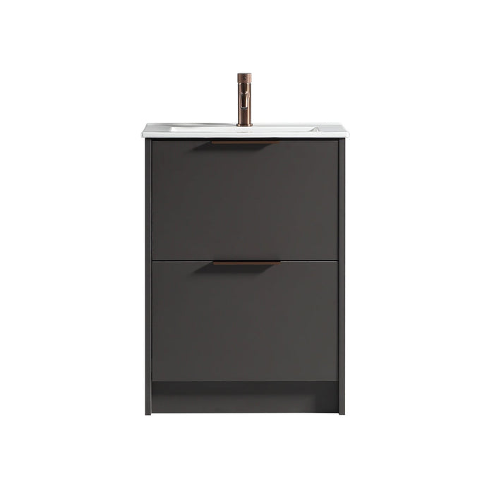 Tailored Sora 600mm 2 Drawer Floorstanding Vanity Unit with Ceramic Gloss Basin & Handles