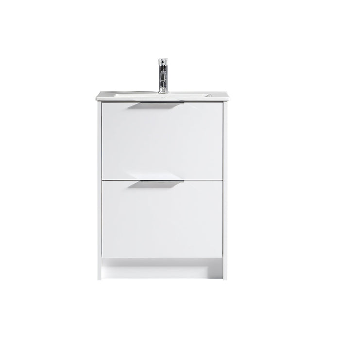 Tailored Sora 600mm 2 Drawer Floorstanding Vanity Unit with Ceramic Gloss Basin & Handles