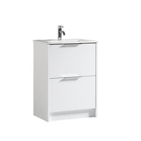 Tailored Sora 600mm 2 Drawer Floorstanding Vanity Unit with Ceramic Gloss Basin & Handles