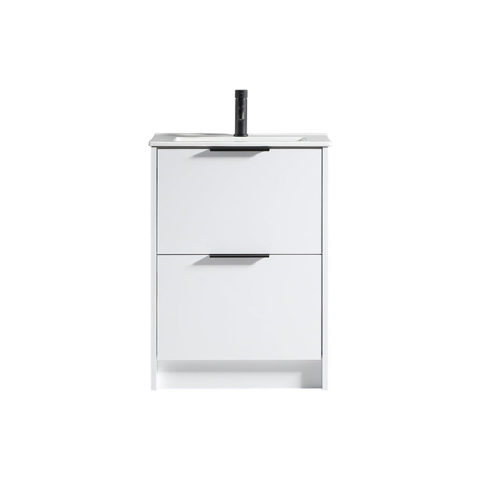 Tailored Sora 600mm 2 Drawer Floorstanding Vanity Unit with Ceramic Gloss Basin & Handles