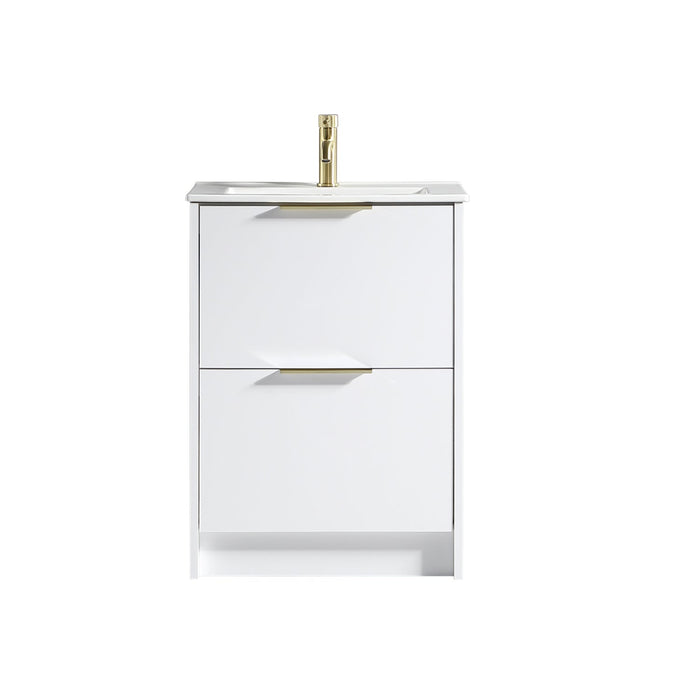 Tailored Sora 600mm 2 Drawer Floorstanding Vanity Unit with Ceramic Gloss Basin & Handles