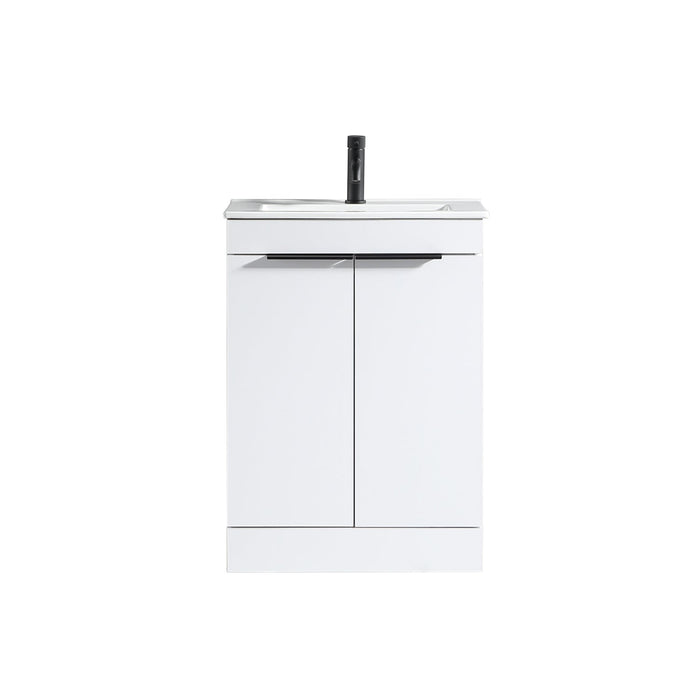 Tailored Sora 600mm 2 Door Floorstanding Vanity Unit with Ceramic Gloss Basin & Handles