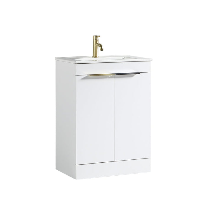 Tailored Sora 600mm 2 Door Floorstanding Vanity Unit with Ceramic Gloss Basin & Handles