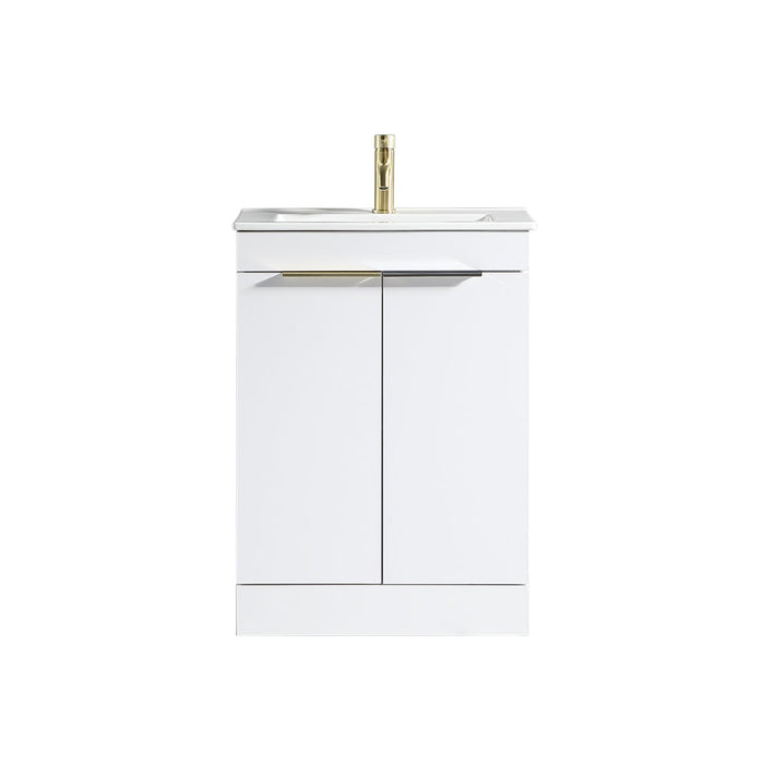 Tailored Sora 600mm 2 Door Floorstanding Vanity Unit with Ceramic Gloss Basin & Handles