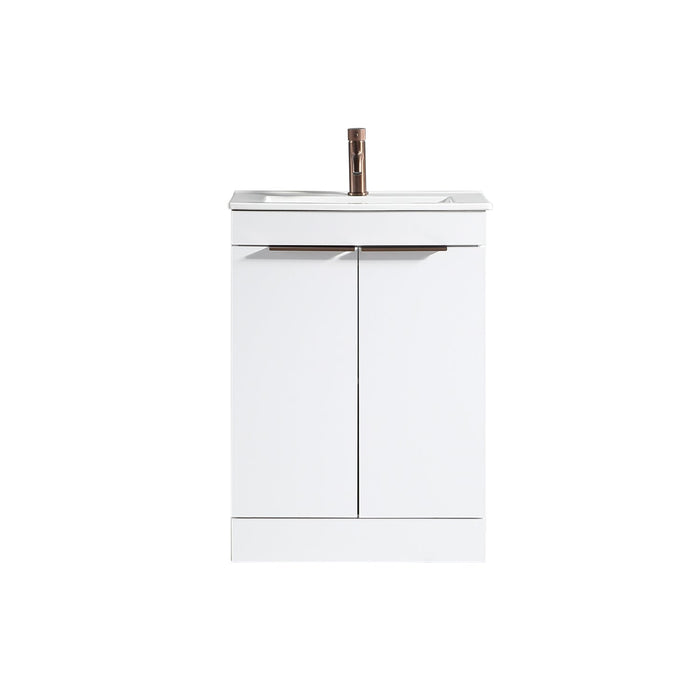 Tailored Sora 600mm 2 Door Floorstanding Vanity Unit with Ceramic Gloss Basin & Handles