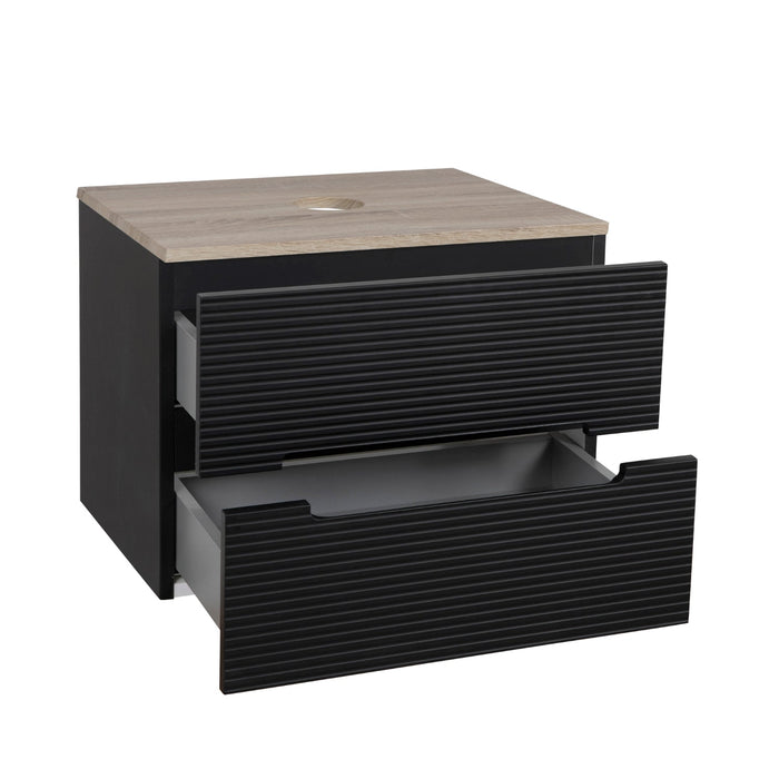 Tailored Monza Plus 600mm 2 Drawer Fluted Wall Hung Vanity Unit with Countertop