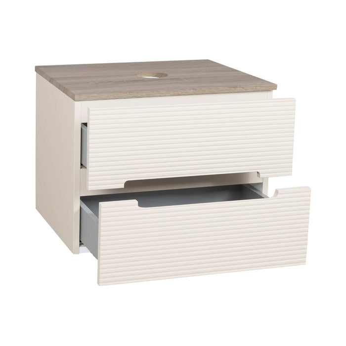 Tailored Monza Plus 600mm 2 Drawer Fluted Wall Hung Vanity Unit with Countertop