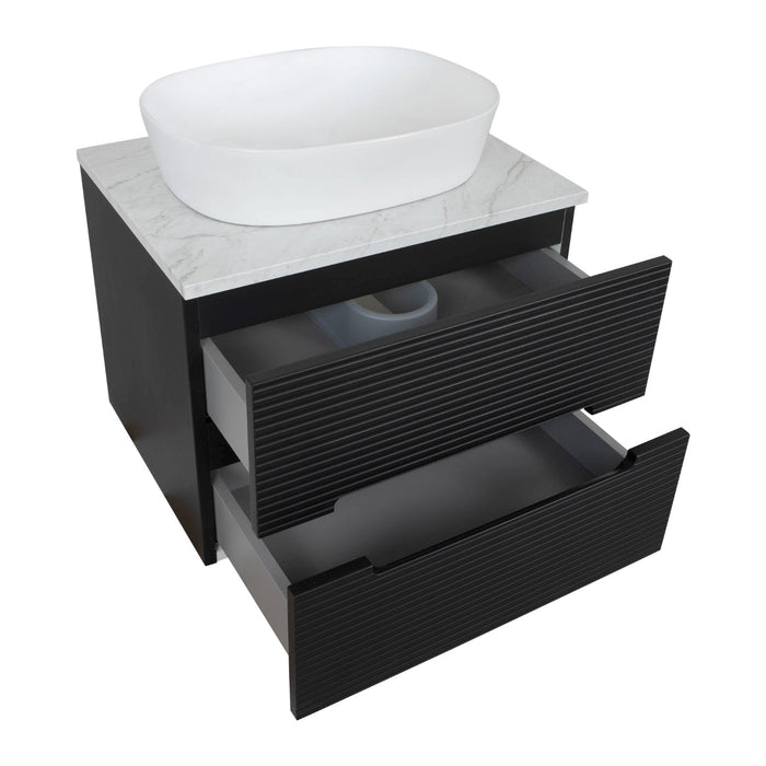 Tailored Monza Plus 600mm 2 Drawer Fluted Wall Hung Vanity Unit with Countertop