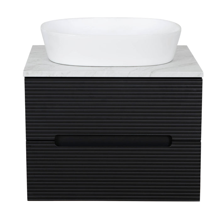 Tailored Monza Plus 600mm 2 Drawer Fluted Wall Hung Vanity Unit with Countertop