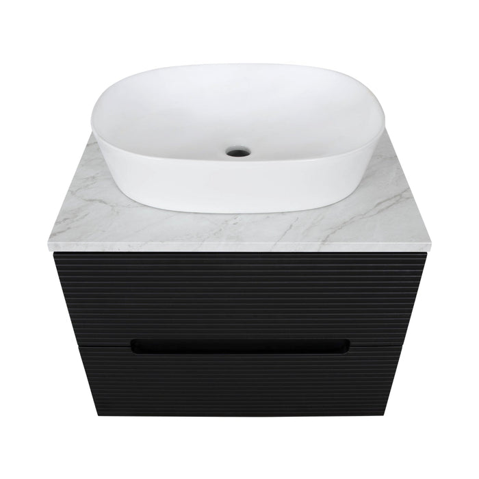 Tailored Monza Plus 600mm 2 Drawer Fluted Wall Hung Vanity Unit with Countertop