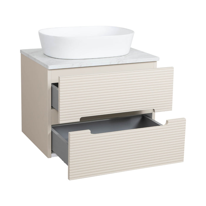 Tailored Monza Plus 600mm 2 Drawer Fluted Wall Hung Vanity Unit with Countertop