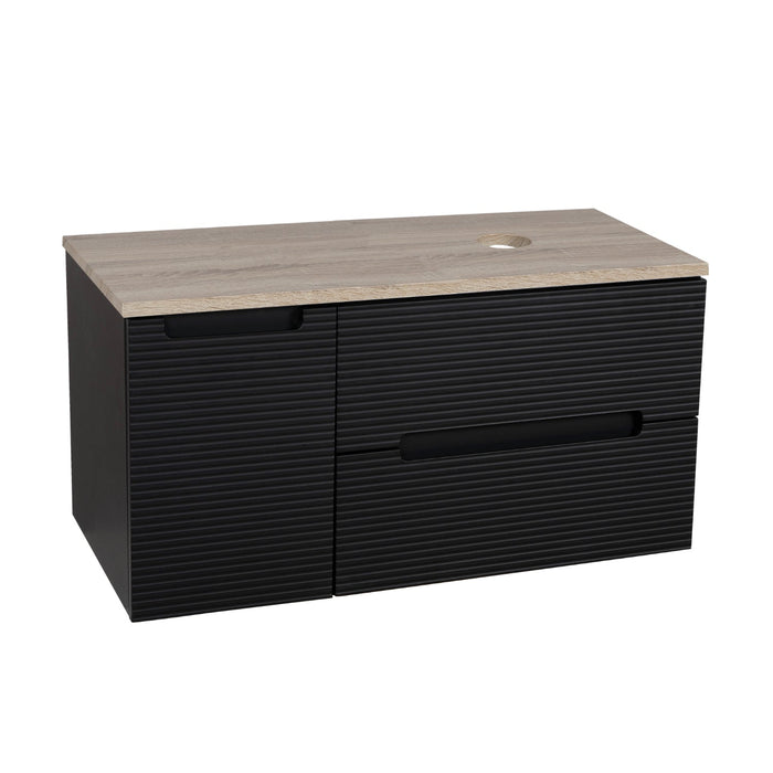 Tailored Monza Plus 900mm 2 Drawer Fluted Wall Hung Vanity Unit with Side Cabinet & Countertop
