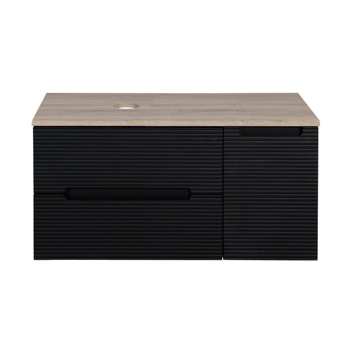 Tailored Monza Plus 900mm 2 Drawer Fluted Wall Hung Vanity Unit with Side Cabinet & Countertop