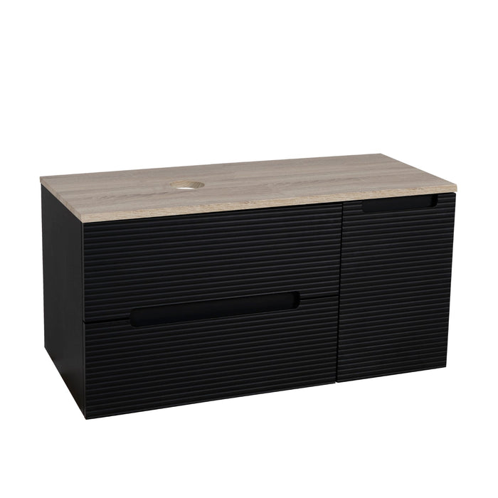 Tailored Monza Plus 900mm 2 Drawer Fluted Wall Hung Vanity Unit with Side Cabinet & Countertop
