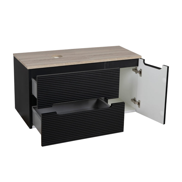 Tailored Monza Plus 900mm 2 Drawer Fluted Wall Hung Vanity Unit with Side Cabinet & Countertop