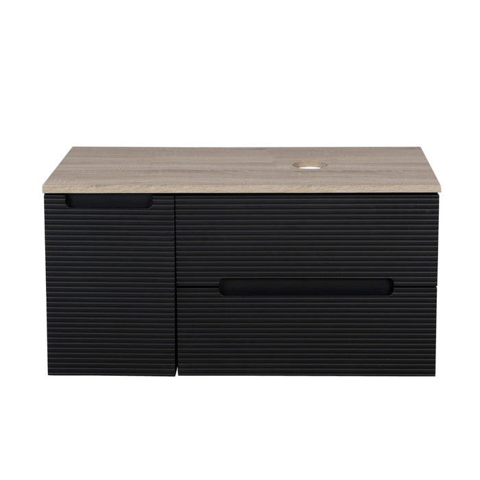 Tailored Monza Plus 900mm 2 Drawer Fluted Wall Hung Vanity Unit with Side Cabinet & Countertop
