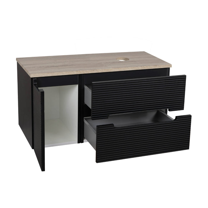 Tailored Monza Plus 900mm 2 Drawer Fluted Wall Hung Vanity Unit with Side Cabinet & Countertop