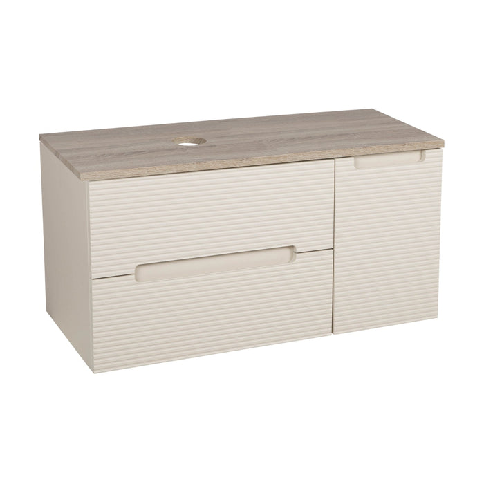 Tailored Monza Plus 900mm 2 Drawer Fluted Wall Hung Vanity Unit with Side Cabinet & Countertop