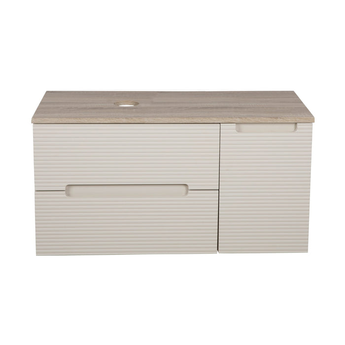 Tailored Monza Plus 900mm 2 Drawer Fluted Wall Hung Vanity Unit with Side Cabinet & Countertop