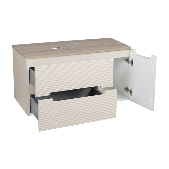 Tailored Monza Plus 900mm 2 Drawer Fluted Wall Hung Vanity Unit with Side Cabinet & Countertop