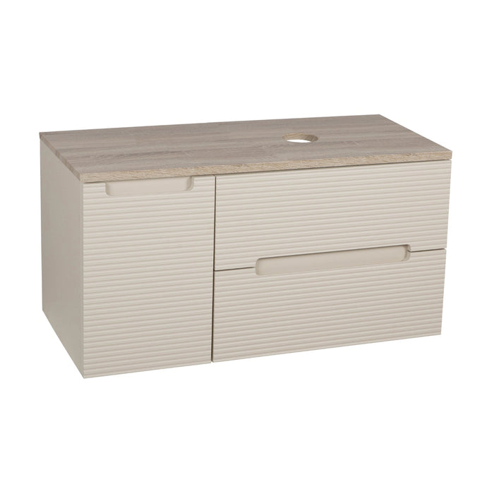 Tailored Monza Plus 900mm 2 Drawer Fluted Wall Hung Vanity Unit with Side Cabinet & Countertop