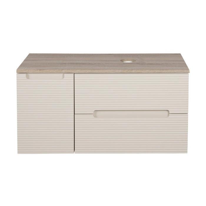 Tailored Monza Plus 900mm 2 Drawer Fluted Wall Hung Vanity Unit with Side Cabinet & Countertop