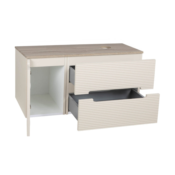 Tailored Monza Plus 900mm 2 Drawer Fluted Wall Hung Vanity Unit with Side Cabinet & Countertop
