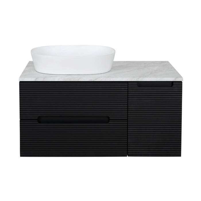 Tailored Monza Plus 900mm 2 Drawer Fluted Wall Hung Vanity Unit with Side Cabinet & Countertop