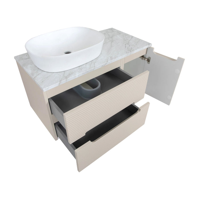 Tailored Monza Plus 900mm 2 Drawer Fluted Wall Hung Vanity Unit with Side Cabinet & Countertop