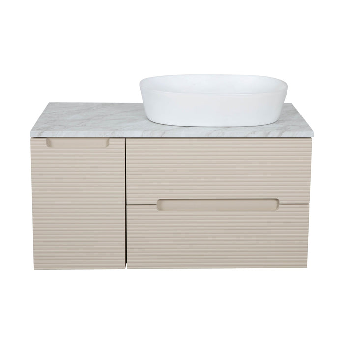 Tailored Monza Plus 900mm 2 Drawer Fluted Wall Hung Vanity Unit with Side Cabinet & Countertop
