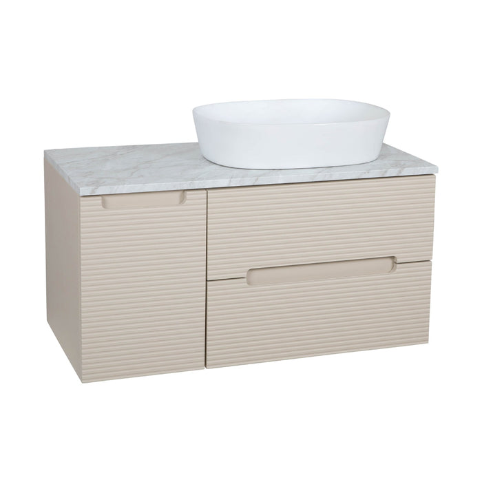 Tailored Monza Plus 900mm 2 Drawer Fluted Wall Hung Vanity Unit with Side Cabinet & Countertop