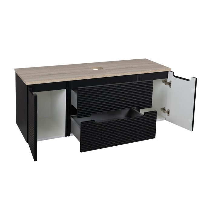 Tailored Monza Plus 1200mm 2 Drawer Fluted Wall Hung Vanity Unit with 2 Side Cabinets & Countertop