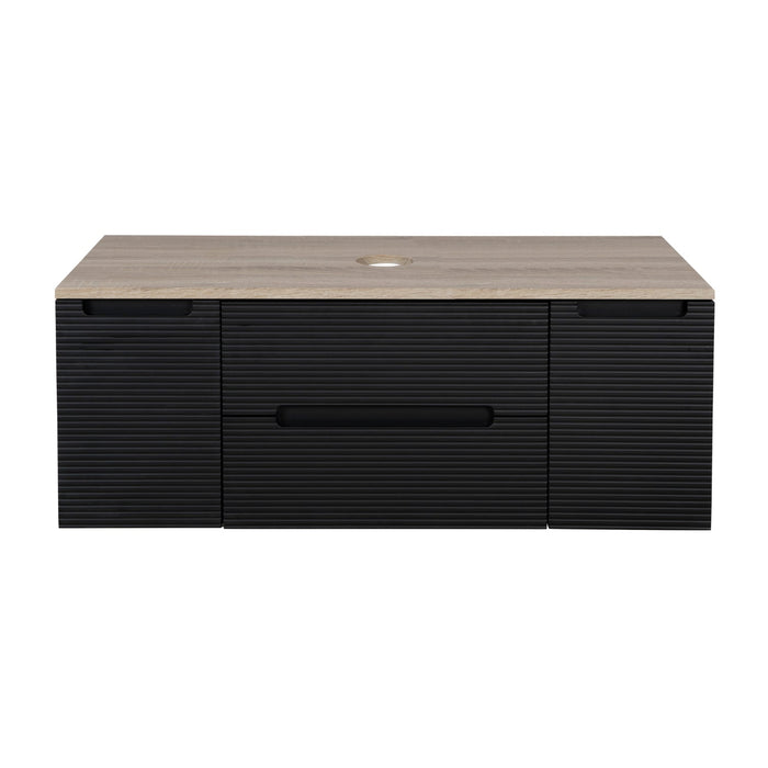 Tailored Monza Plus 1200mm 2 Drawer Fluted Wall Hung Vanity Unit with 2 Side Cabinets & Countertop