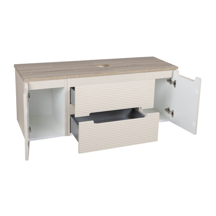 Tailored Monza Plus 1200mm 2 Drawer Fluted Wall Hung Vanity Unit with 2 Side Cabinets & Countertop
