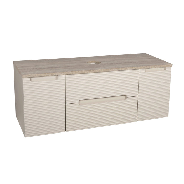 Tailored Monza Plus 1200mm 2 Drawer Fluted Wall Hung Vanity Unit with 2 Side Cabinets & Countertop