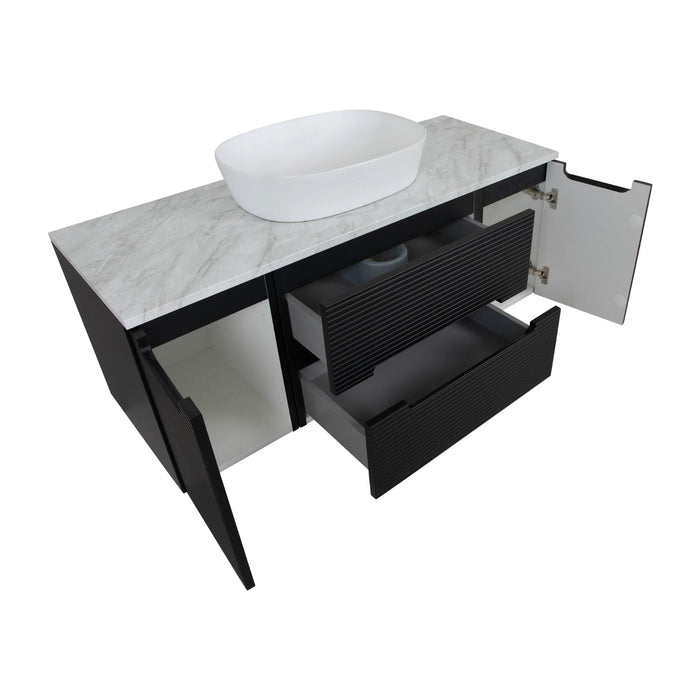 Tailored Monza Plus 1200mm 2 Drawer Fluted Wall Hung Vanity Unit with 2 Side Cabinets & Countertop