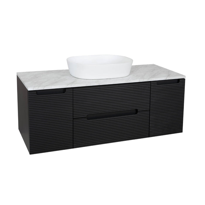 Tailored Monza Plus 1200mm 2 Drawer Fluted Wall Hung Vanity Unit with 2 Side Cabinets & Countertop