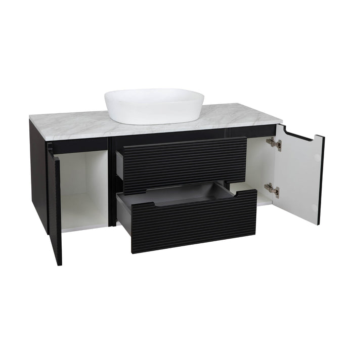 Tailored Monza Plus 1200mm 2 Drawer Fluted Wall Hung Vanity Unit with 2 Side Cabinets & Countertop