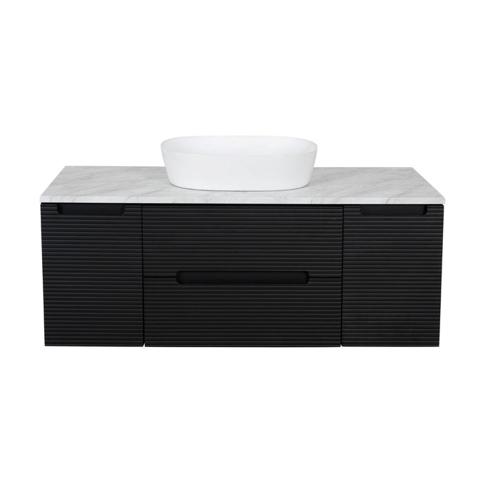 Tailored Monza Plus 1200mm 2 Drawer Fluted Wall Hung Vanity Unit with 2 Side Cabinets & Countertop