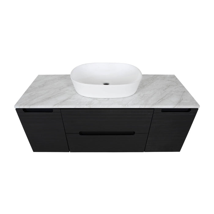 Tailored Monza Plus 1200mm 2 Drawer Fluted Wall Hung Vanity Unit with 2 Side Cabinets & Countertop
