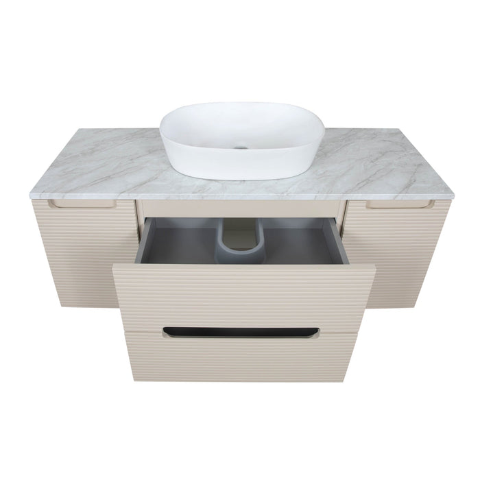 Tailored Monza Plus 1200mm 2 Drawer Fluted Wall Hung Vanity Unit with 2 Side Cabinets & Countertop