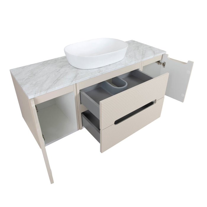 Tailored Monza Plus 1200mm 2 Drawer Fluted Wall Hung Vanity Unit with 2 Side Cabinets & Countertop