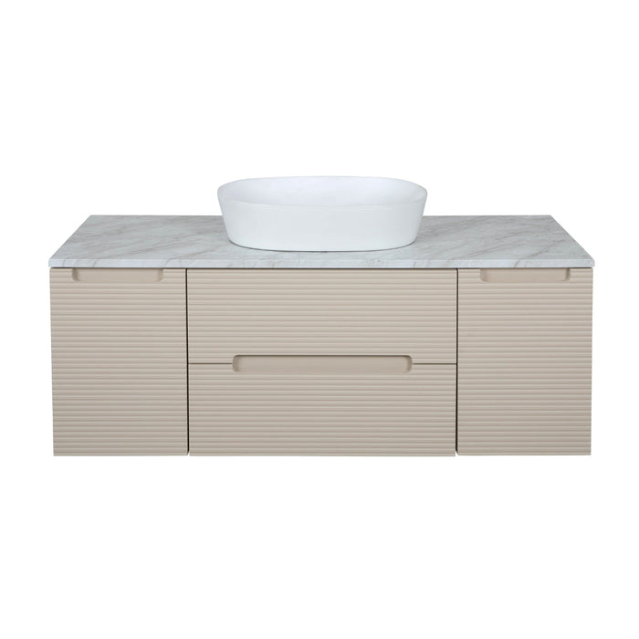Tailored Monza Plus 1200mm 2 Drawer Fluted Wall Hung Vanity Unit with 2 Side Cabinets & Countertop
