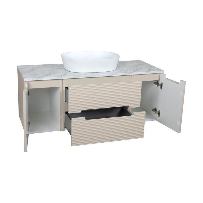 Tailored Monza Plus 1200mm 2 Drawer Fluted Wall Hung Vanity Unit with 2 Side Cabinets & Countertop