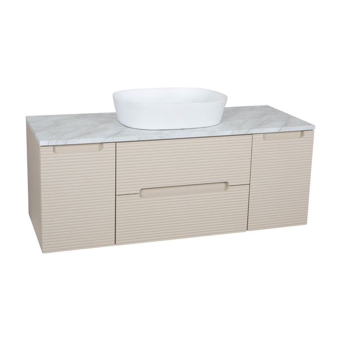 Tailored Monza Plus 1200mm 2 Drawer Fluted Wall Hung Vanity Unit with 2 Side Cabinets & Countertop