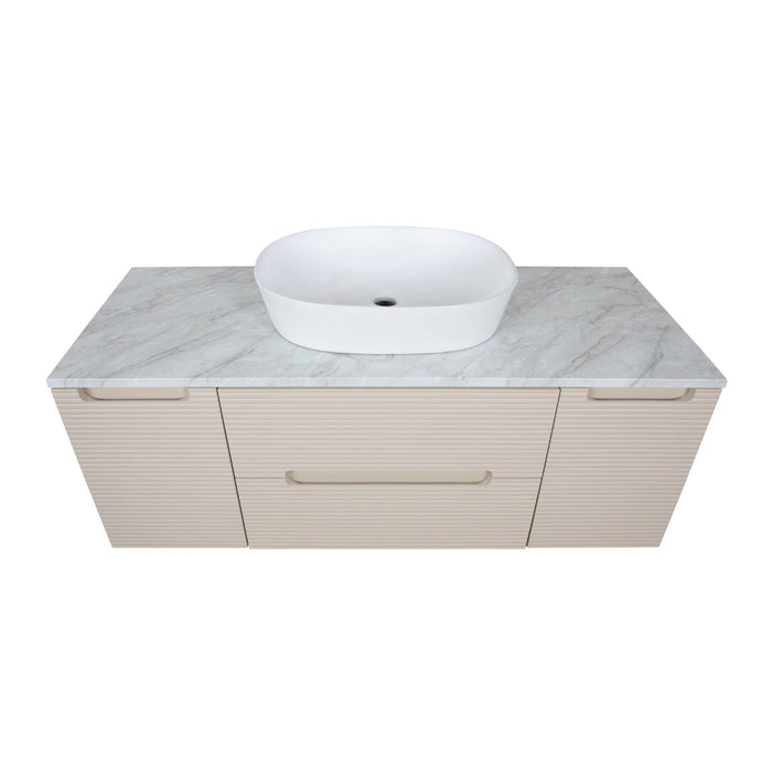 Tailored Monza Plus 1200mm 2 Drawer Fluted Wall Hung Vanity Unit with 2 Side Cabinets & Countertop